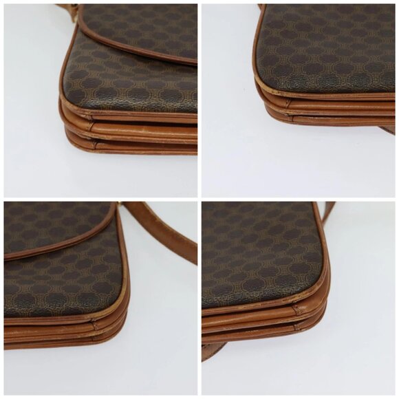 CELINE Macadam Canvas Shoulder Bag PVC Leather Brown Gold Auth - Picture 16 of 16